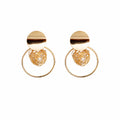 Gold Disc Open Hoop and Wire Nest Ball Drop Earrings view 5