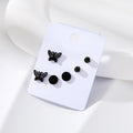 Black Tone Mixed Motif Stud Earring Three Pair Sets view 12