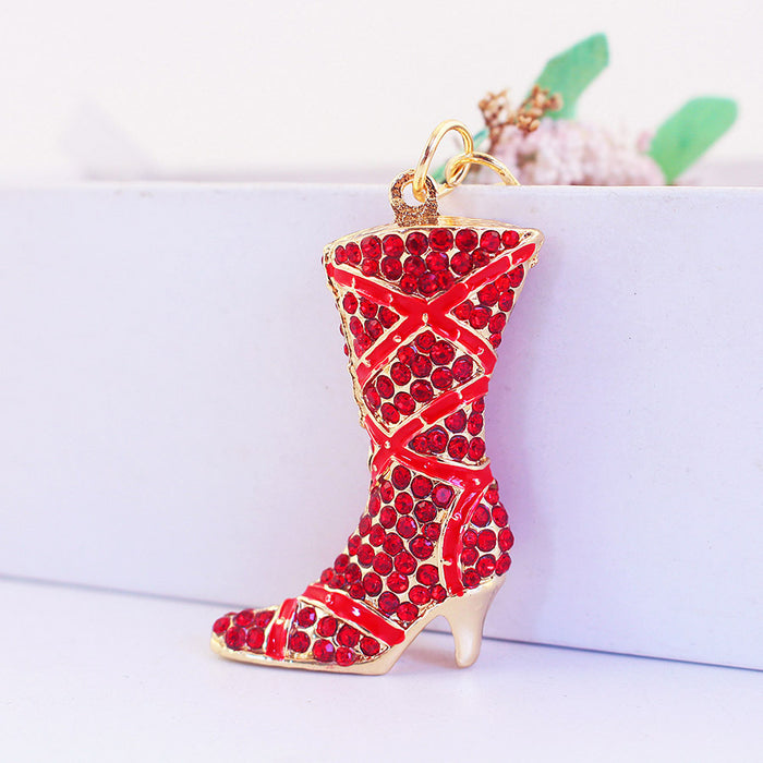 Cute Rhinestone Ribbon Boots Bag Charm for Women