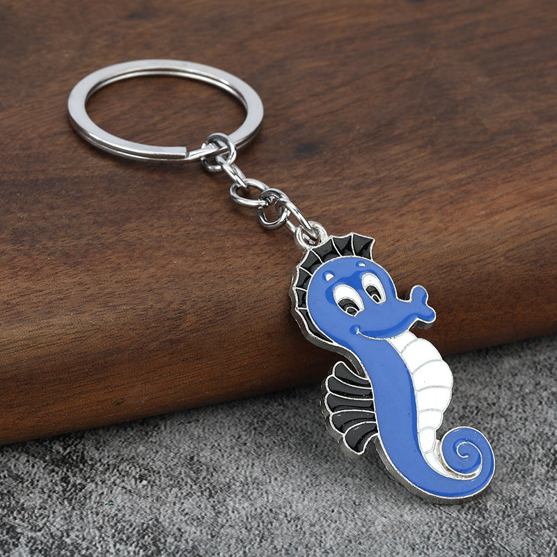 Cartoon Seahorse Zinc Alloy Enamel Keychain Bag Charm Gift