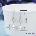 Silver-Tone Faux-Pearl Drop Earrings with CZ Detail, Brass Hooks view 4