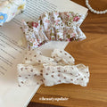 Fabric Floral Ruffle And Cream Bow Twist Hair Claws view 4