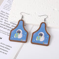 Silver Tone Astronaut Printed Acrylic Hook Earrings in Six Designs view 3