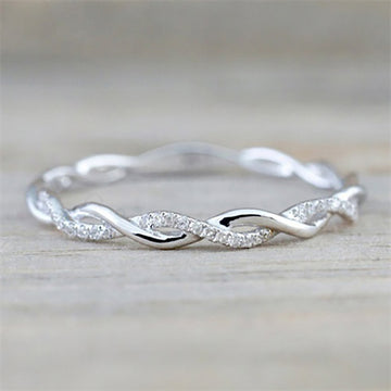 Twisted Vine Clear-Stone Pave Band Ring In Three Metal Tones
