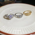 Open Ring Rhinestone Oval Or Flower Gold Silver Styles view 4