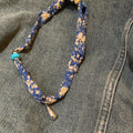 Floral Fabric Cord Necklace With Beads and Metal Pendants view 6