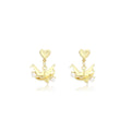 Gold and Silver Origami Crane Heart Bead Stud Earrings view 5