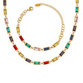 Gold Multicolor Baguette Rhinestone Necklace Bracelet Styles view 5