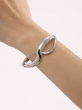 Figure Eight Curve Clasp Bangles Polished Gold and Steel Tone view 7