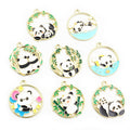 Round Enamel Panda Metal Charms in Nine Illustrated Designs view 5