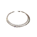 Silver Multi Layer Pearl Rhinestone Crystal Accent Choker view 5