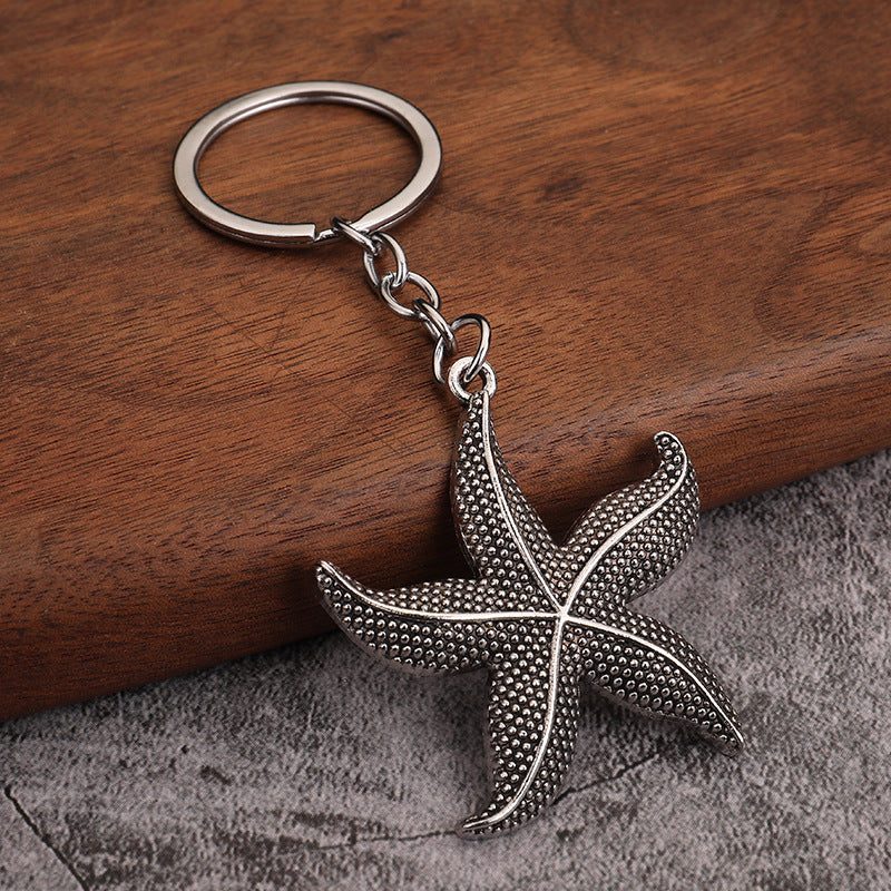 Large Starfish Metal Keychain Travel Souvenir Gift Pendant