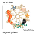 Nautical Ship Wheel Brooch Pin with Colorful Sea Motifs view 5