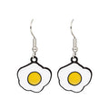 Cute Fried Egg Enamel Dangle Earrings Silver Hook Pair view 5