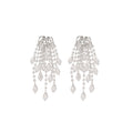 Silver Tone Chandelier Earrings With Crystal And Pearl Drops view 5