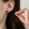 Red Bow Heart And Geometric Stud And Hoop Earrings Ten Styles view 3