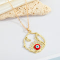 Gold Tone Open Hand Outline Evil Eye Pendant Necklaces in Six Colors view 6
