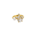 Butterfly Pearl Crystal Open Rings Gold Silver Tones view 5
