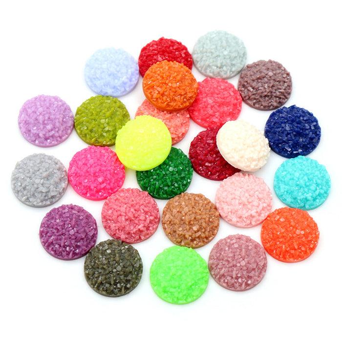 Textured Glitter Round Resin Cabochons in Assorted Colors