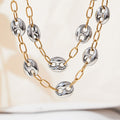 Two-Tone Hollow Mariner Pig Nose Necklace Gold Steel view 3