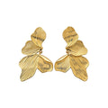 Layered Textured Leaf Drop Earrings in Gold or Silver Tone view 5