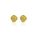 Sculpted Gold Tone Rose Flower Statement Stud Earrings view 5