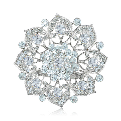 layered crystal flower brooch group view