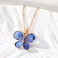 Gold Tone Faceted Crystal Butterfly Pendant Necklaces view 6