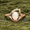 Champagne Gold Open Swirl Frame Oval Faux Opal Ring view 2