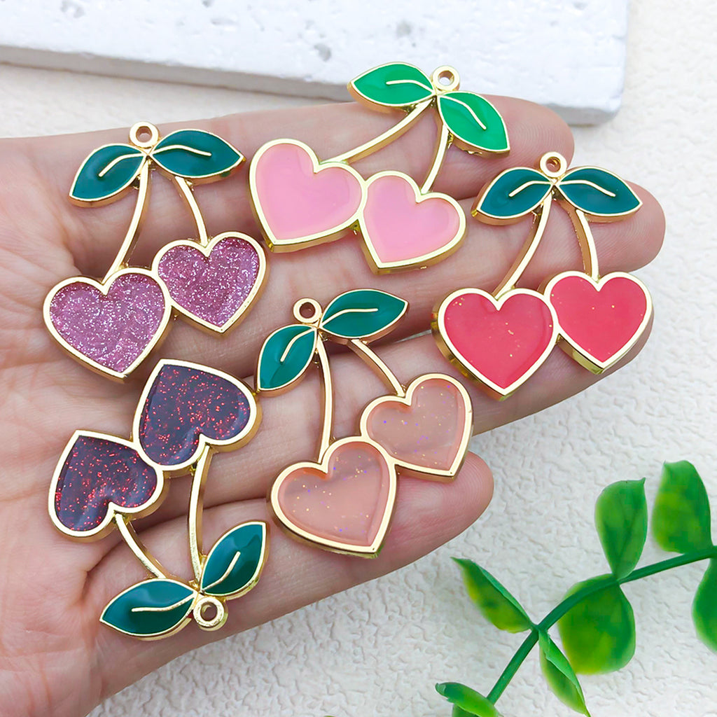 Acrylic Cherry Fruit Charm Pendant for DIY Earrings Necklace Keychain Jewelry Making