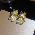 Faceted Crystal Flower Stud Earrings in Gold and Silver Tones view 6