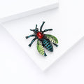 Colorful Enamel Beetle Brooch with Red Body and Green Wings view 4