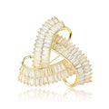 Interlocking Geometric Brooch With Rows of Clear Crystals view 5