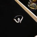 Clear Crystal Snake Shaped Open Ring In Silver Tone Or Gold Tone view 6