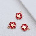 Gold Tone Round Star Enamel Pendant Charms in Five Colors view 10
