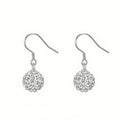 Silver Crystal Pave Ball Drop Fishhook Earrings Alloy Pair view 5