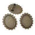 Ornate Oval Cabochon Brooch Bezel Settings in Six Styles view 6