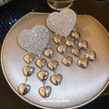 Crystal Heart Tassel Earrings in Polished Statement Design view 4