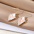 Gold Tone Faceted Irregular Leaf Crystal Effect Hook Earrings view 8