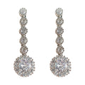 Silver Crystal Drop Earrings Graduated Halo Pendant Pair view 5