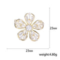 Gold Five-Petal Flower Brooch Clear Baguette Zircon view 5