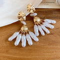 Gold Tone Floral Pearl Drop Earring Collection Seven Styles view 2