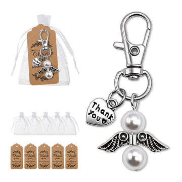 Silver Thank You Angel and Pearl Lobster Clasp Charm