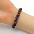 Reddish Brown Wooden Bead Stretch Bracelet Elastic Cord view 2