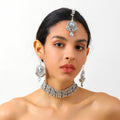 Round Medallion Choker Earring and Headpiece Jewelry Sets view 4