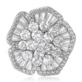 Silver Tone Crystal Flower Brooch With Layered Petals view 1