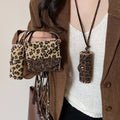 Leopard Print Rectangle Phone Pouch Necklace in Two Patterns view 1