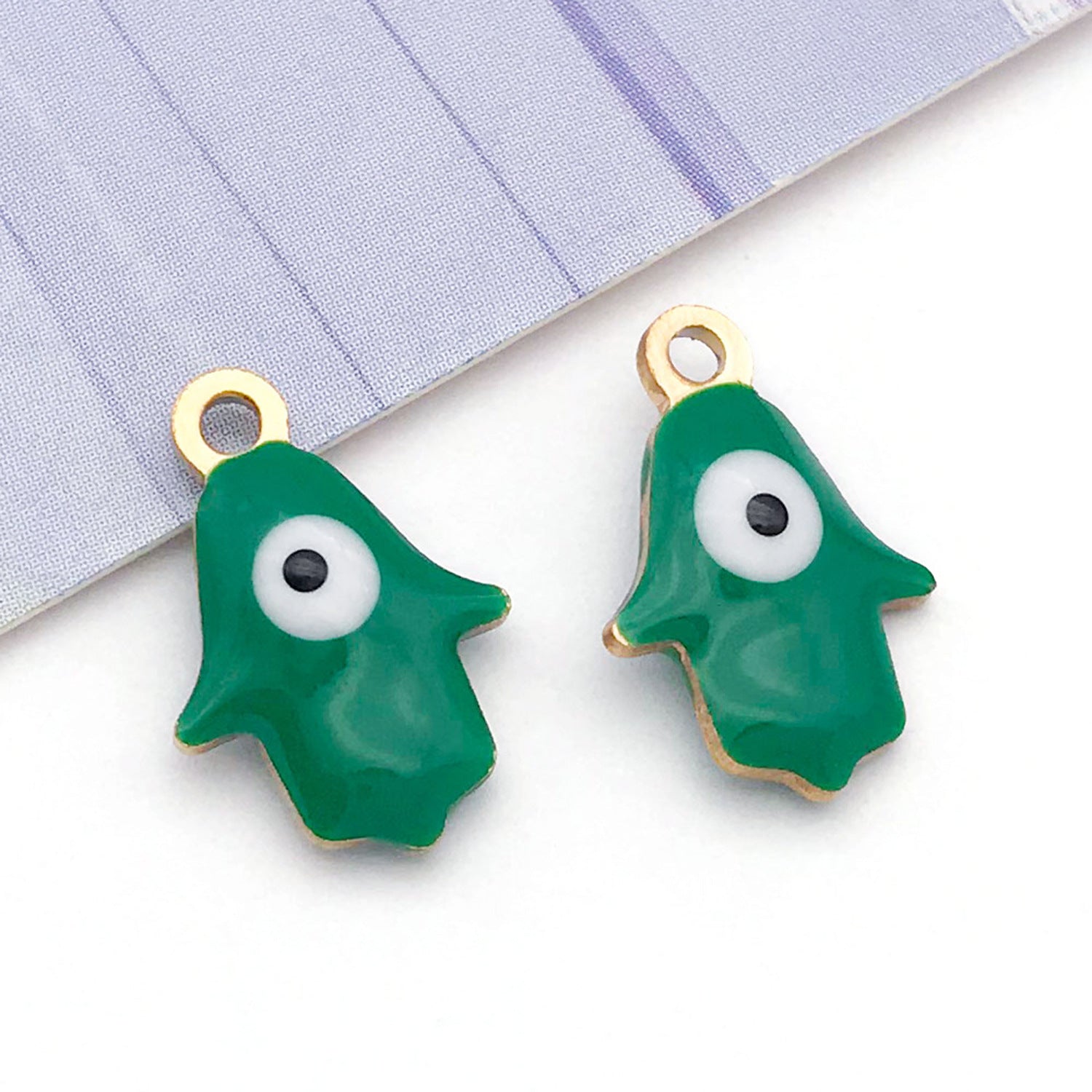 Enamel Stainless Steel Evil Eye Hand Charm Pendant for DIY Earrings and Necklace Jewelry