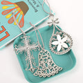 Silver Rhinestone Cross Bell Teardrop Metal Tree Ornaments view 3