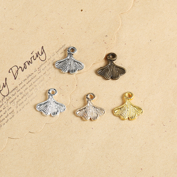 Double-Sided Ginkgo Leaf Alloy Charm Pendant 13x12mm